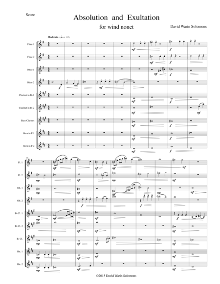 Absolution And Exultation For Wind Nonet Version 1 With Bass Clarinet Part Sheet Music