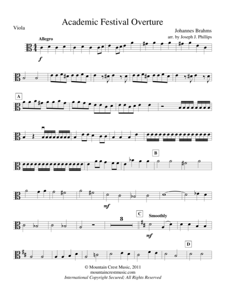 Free Sheet Music Academic Festival Overture Viola Part