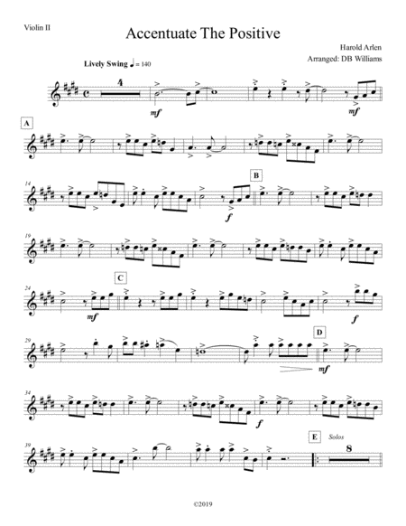 Free Sheet Music Accentuate The Positive Strings Violin 2