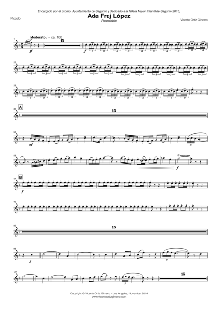 Free Sheet Music Ada Fraj Lpez Pasodoble Vicente Ortiz Gimeno Parts