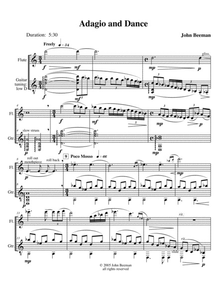 Free Sheet Music Adagio And Dance For Flute And Guitar