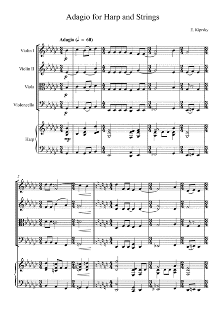 Adagio For Harp And Strings Sheet Music