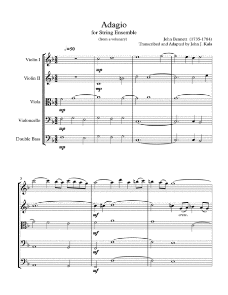 Free Sheet Music Adagio For String Ensemble