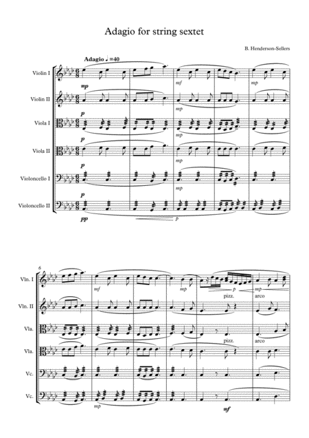 Free Sheet Music Adagio For String Sextet