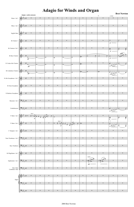 Adagio For Winds And Organ Sheet Music