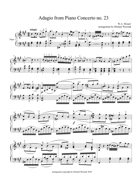 Free Sheet Music Adagio From Concerto No 23