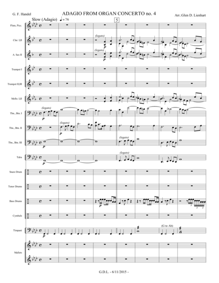 Free Sheet Music Adagio From The Organ Concerto No 4 Extra Score