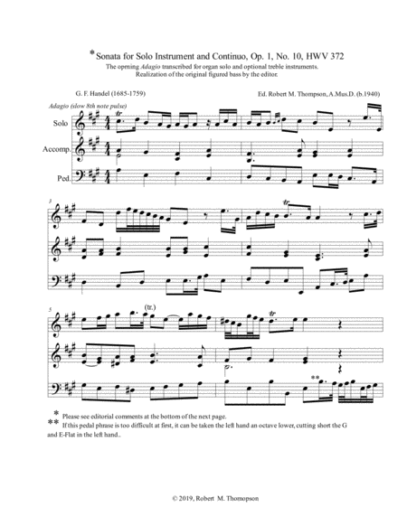 Free Sheet Music Adagio In A Major For Organ