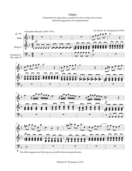 Free Sheet Music Adagio In D Minor For Organ