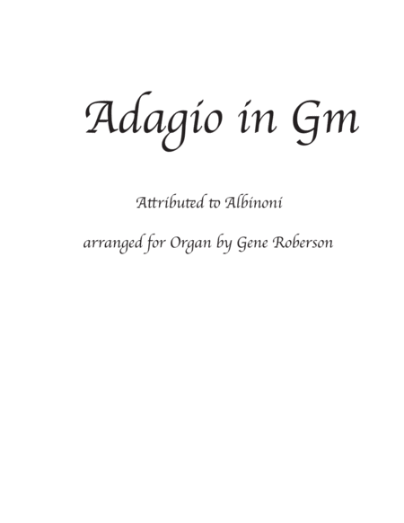 Free Sheet Music Adagio In G Minor For Organ