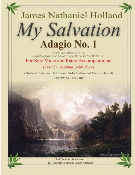 Free Sheet Music Adagio No 1 My Salvation From An Adagio Suite For Solo Medium Baritone Bass Clef Voice And Piano