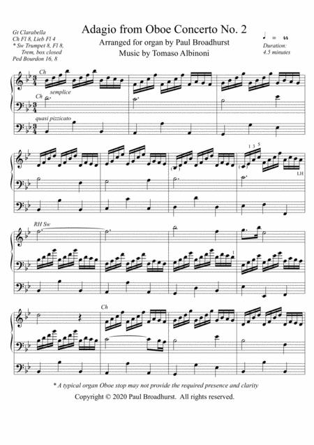 Free Sheet Music Adagio Opus 9 By Tomaso Albinoni