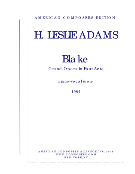 Free Sheet Music Adams Blake Piano Reduction