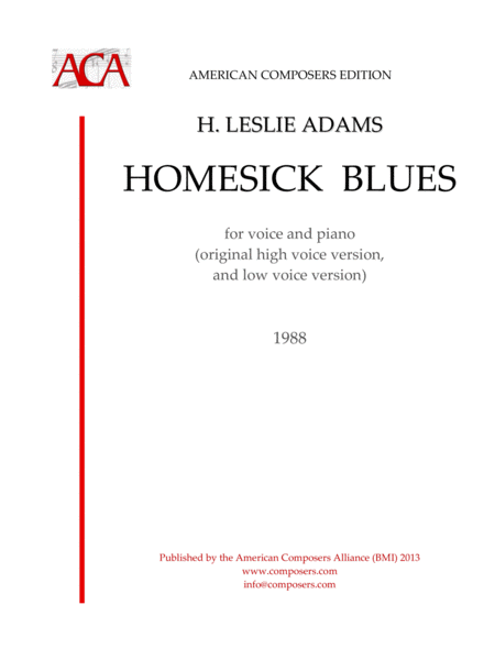 Free Sheet Music Adams Homesick Blues From The Wider View