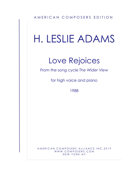 Adams Love Rejoices From The Wider View Sheet Music