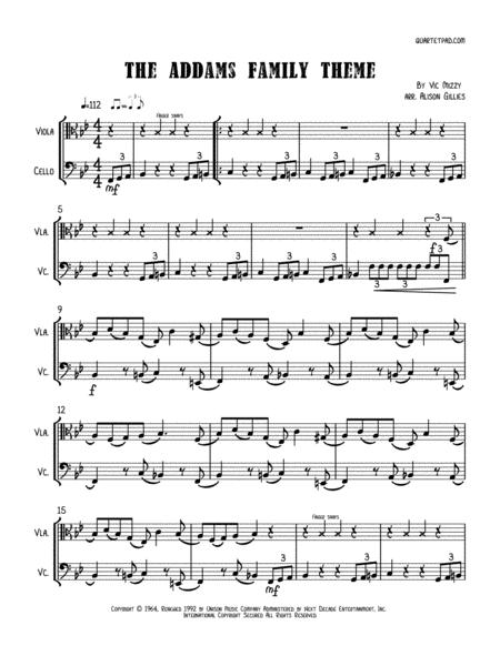 Addams Family Theme Viola And Cello Duet Sheet Music