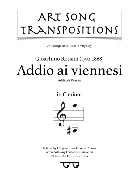 Free Sheet Music Addio Ai Viennesi C Minor