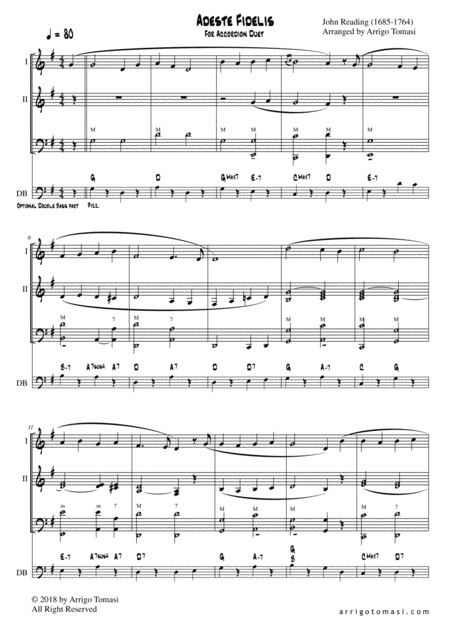 Free Sheet Music Adeste Fidelis For Accordion Duet