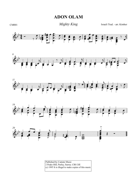 Free Sheet Music Adon Olam