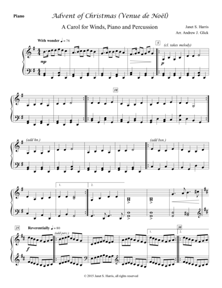 Free Sheet Music Advent Of Christmas Piano