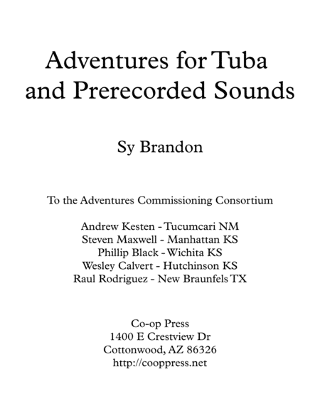 Free Sheet Music Adventures For Tuba And Prerecorded Sounds