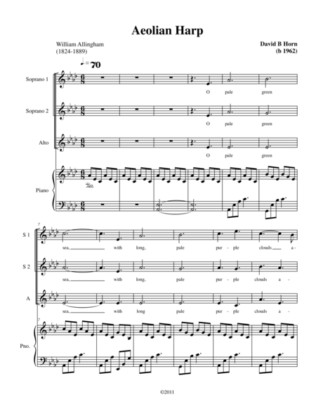 Free Sheet Music Aeolian Harp