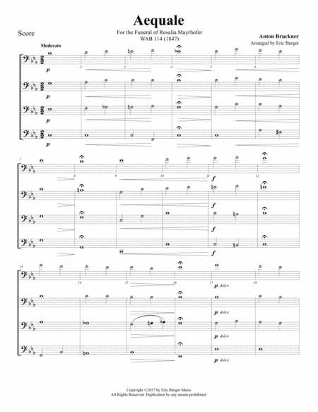 Free Sheet Music Aequale For Trombone Or Low Brass Quartet