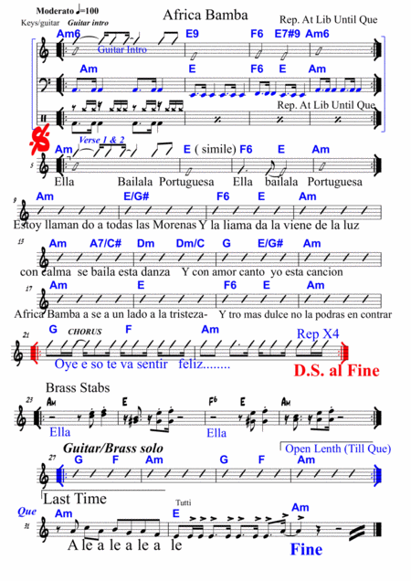 Free Sheet Music Africa Bamba