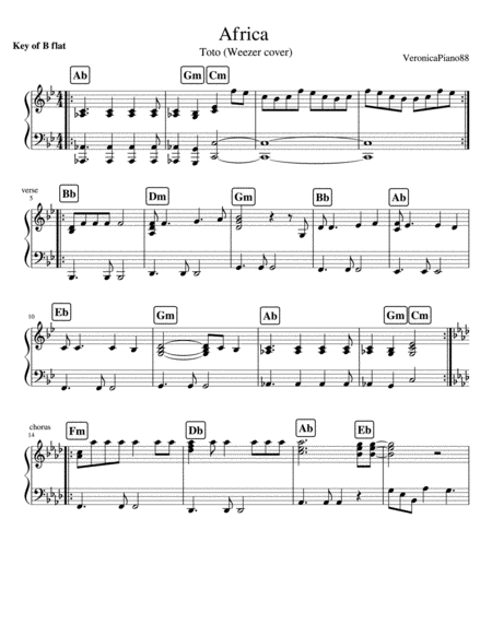 Africa Cover By Weezer Sheet Music