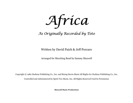 Africa Marching Band Stands Tune Sheet Music