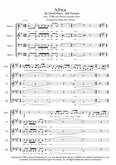 Free Sheet Music Africa Ttbb A Capella With Optional Djembe Drum