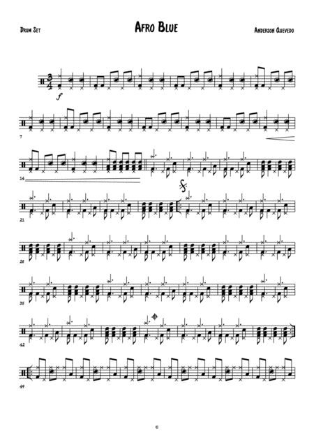 Afro Blue Anderson Quevedo Drums Sheet Music