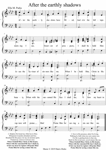 After The Earthly Shadows New Music To On Old Hymn That Needs To Be Rediscovered Sheet Music