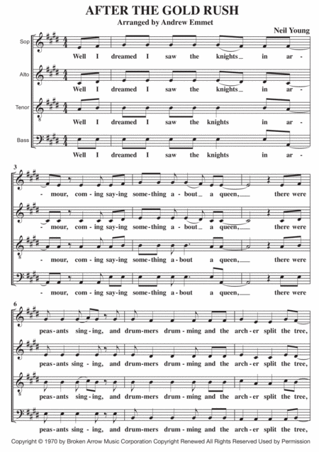 Free Sheet Music After The Gold Rush A Cappella