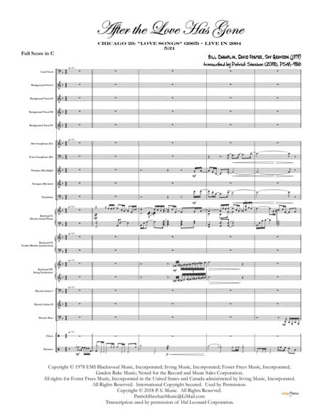 After The Love Has Gone Chicago Earth Wind Fire Full Score Set Of Parts Sheet Music