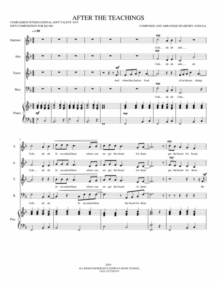 After The Teachings Sheet Music