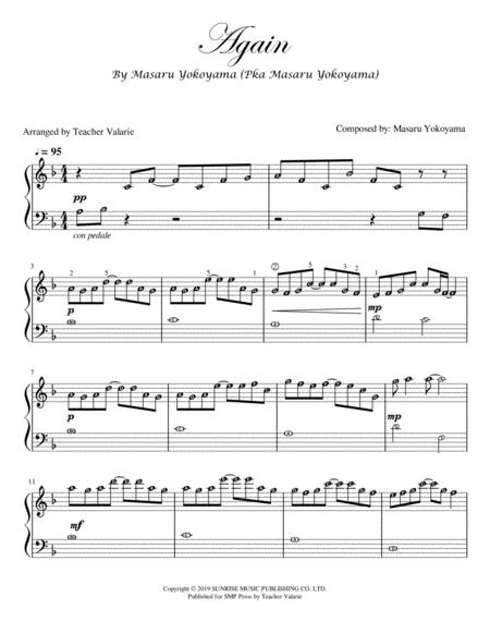 Again From Your Lie In April Easy Piano With Note Names Sheet Music