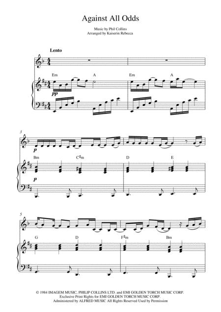 Against All Odds Take A Look At Me Now Clarinet In A Solo And Piano Accompaniment Sheet Music