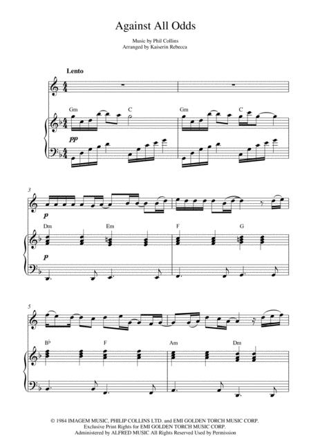 Free Sheet Music Against All Odds Take A Look At Me Now For English Horn Solo And Piano Accompaniment