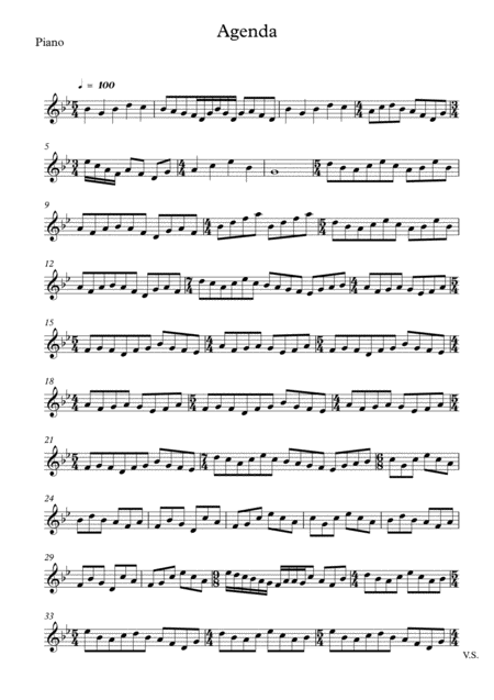 Free Sheet Music Agenda Piano Part Includes Solo Sections