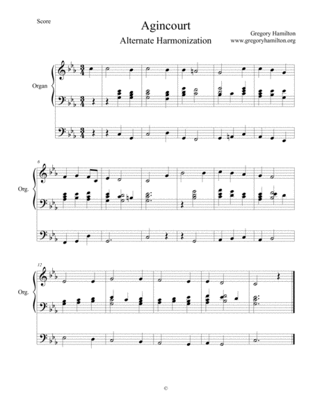 Free Sheet Music Agincourt Alternate Harmonization For Organ