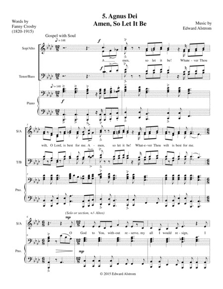 Free Sheet Music Agnus Dei Amen So Let It Be