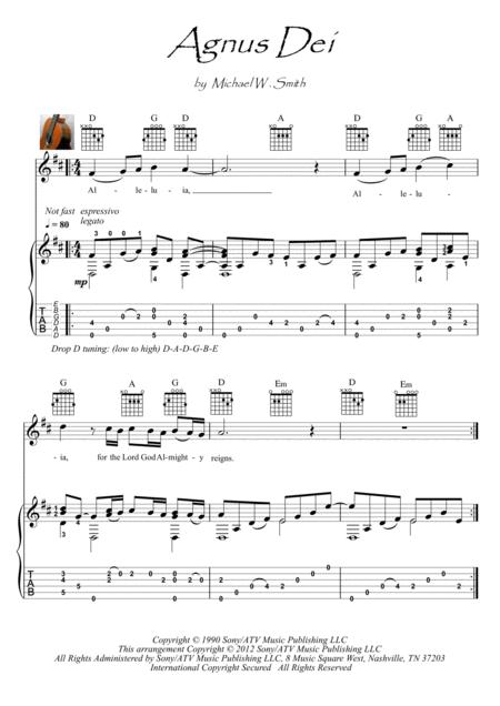 Agnus Dei Guitar Fingerstyle Sheet Music