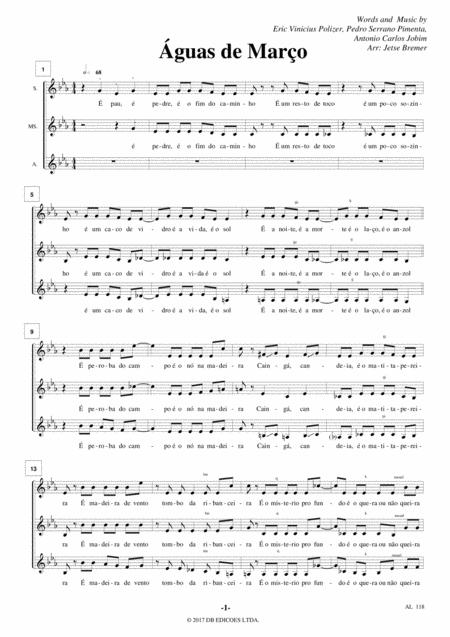 Free Sheet Music Aguas De Marco Saa A Cappella