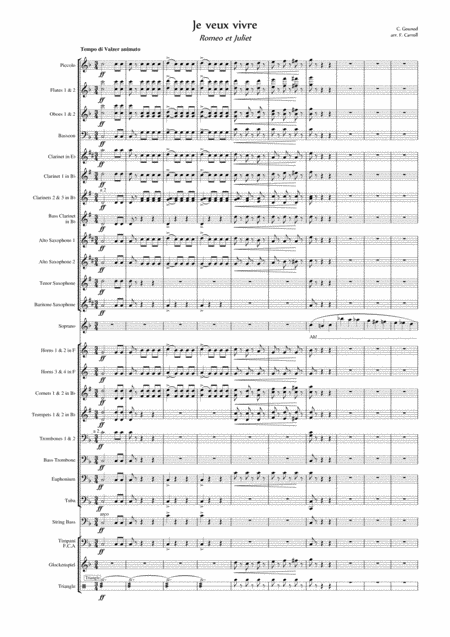 Ah Je Veux Vivre From Romeo And Juliet Arranged For Soprano Solo And Concert Band Sheet Music