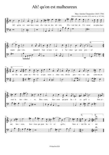 Free Sheet Music Ah Qu On Malheureux