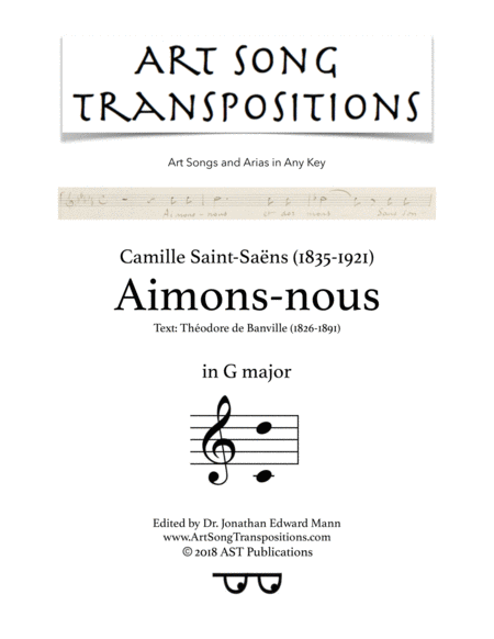 Free Sheet Music Aimons Nous G Major