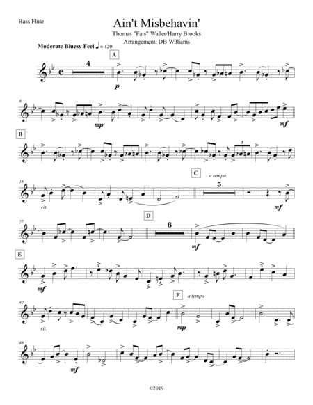 Aint Misbehavin Bass Flute Sheet Music