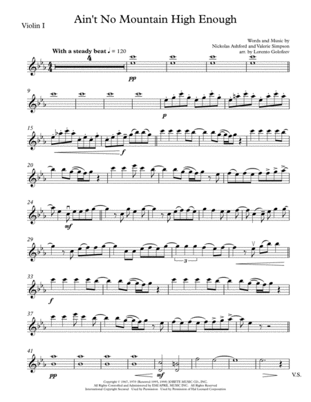 Free Sheet Music Aint No Mountain High Enough String Quartet