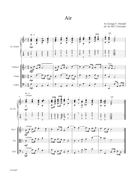 Air From Handels Water Music Sheet Music